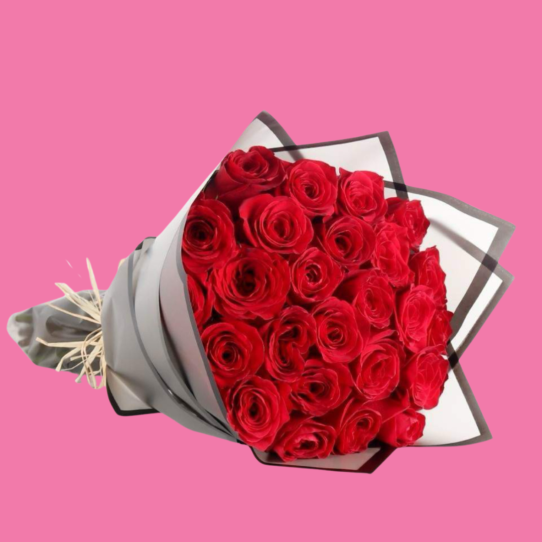 25 Red Roses Bouquet بوكيه ٢٥ حبة روز احمر