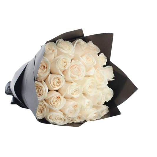 25 White Roses Bouquet    بوكيه ٢٥ حبة روز ابيض