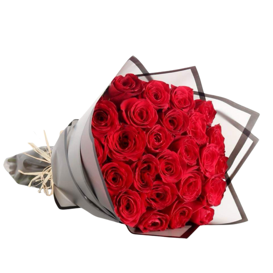 25 Red Roses Bouquet    بوكيه ٢٥ حبة روز احمر