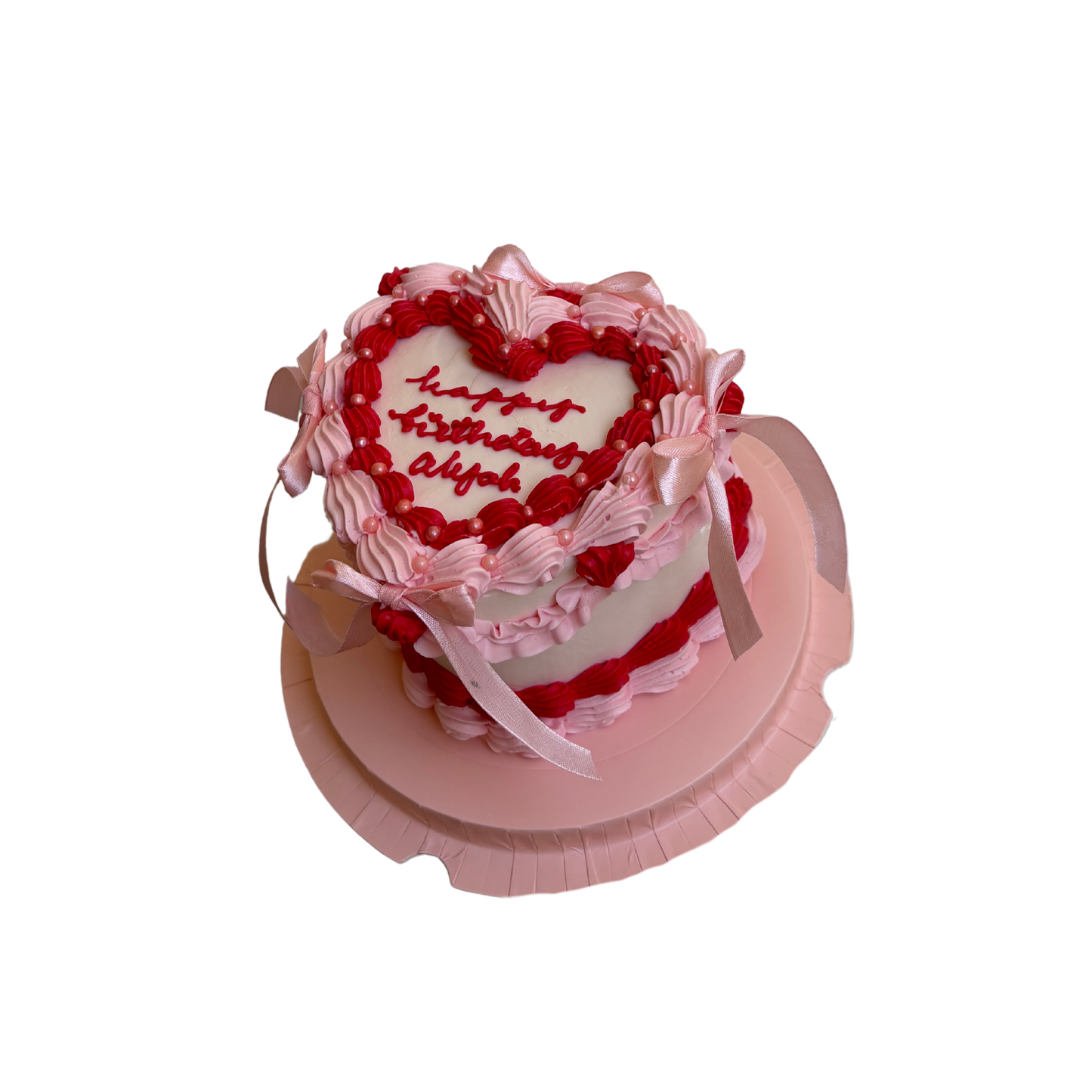 Red and Pink Bow Cake