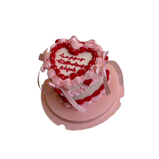 Red and Pink Bow Cake
